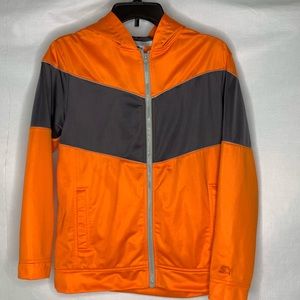 YOUTH STARTER Track Jacket Zip Up Hoodie Orange and gray Size XL 14-